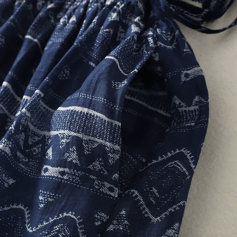 Buddha Stones Robe d'été bohème sans manches à cordon de serrage et imprimé ethnique, avec poches, pour femme - image 6