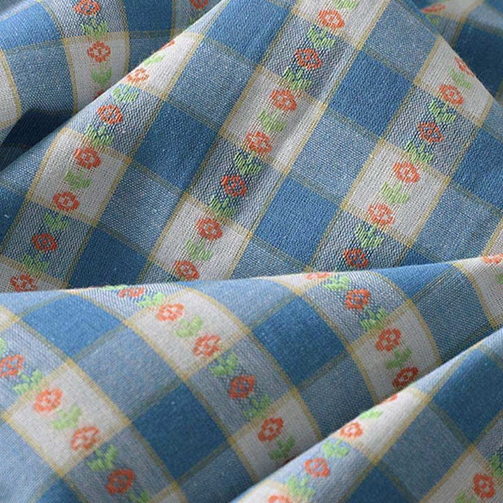 Buddha Stones Robe d'été sans manches à carreaux vichy pour femme, boutonnée et à cordon de serrage, avec poches - image 10