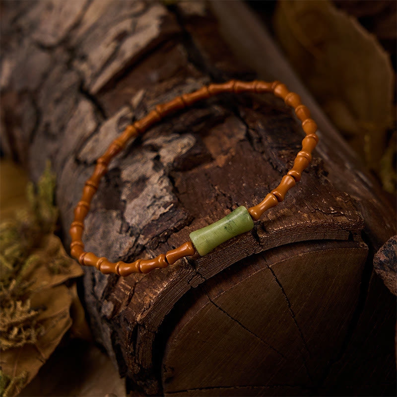 Buddha Stones Bracelet de protection en bambou et péridot naturel, noyau d'olive, bijou en noyau d'olive. - image 2