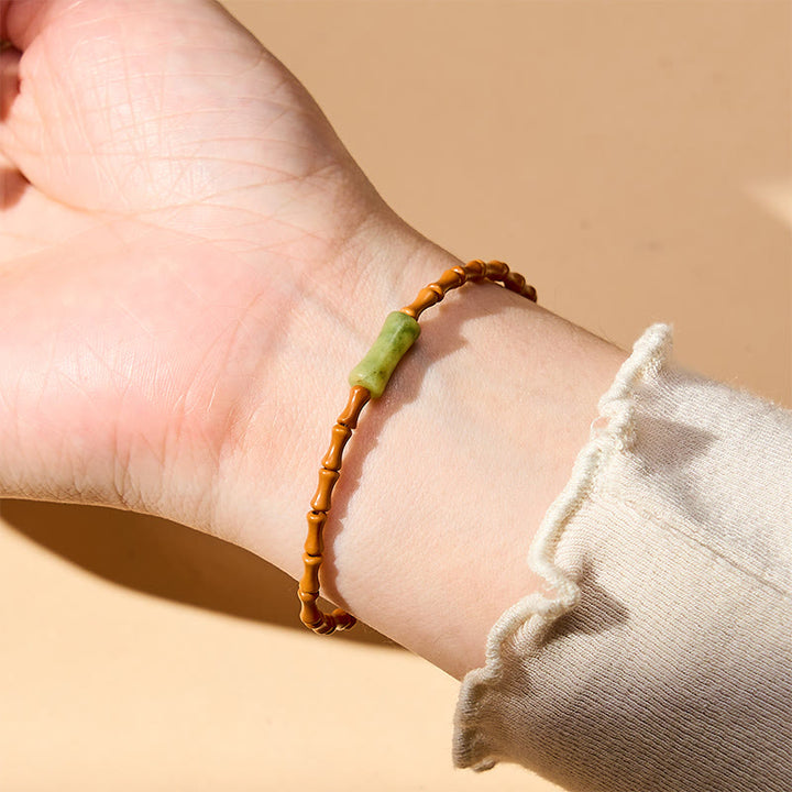 Buddha Stones Bracelet de protection en bambou et péridot naturel, noyau d'olive, bijou en noyau d'olive. - image 5