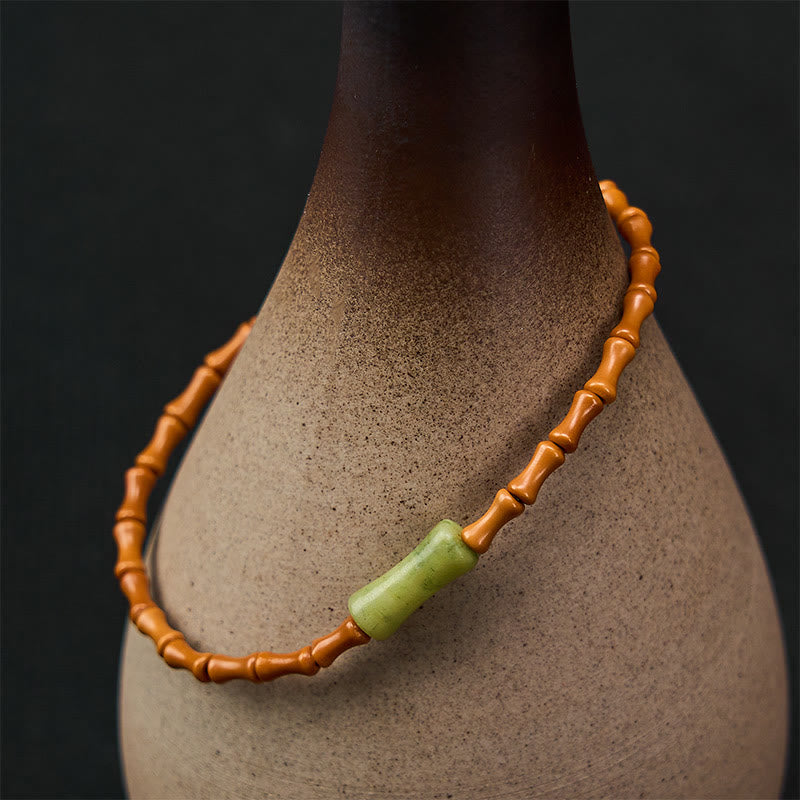Buddha Stones Bracelet de protection en bambou et péridot naturel, noyau d'olive, bijou en noyau d'olive. - image 1