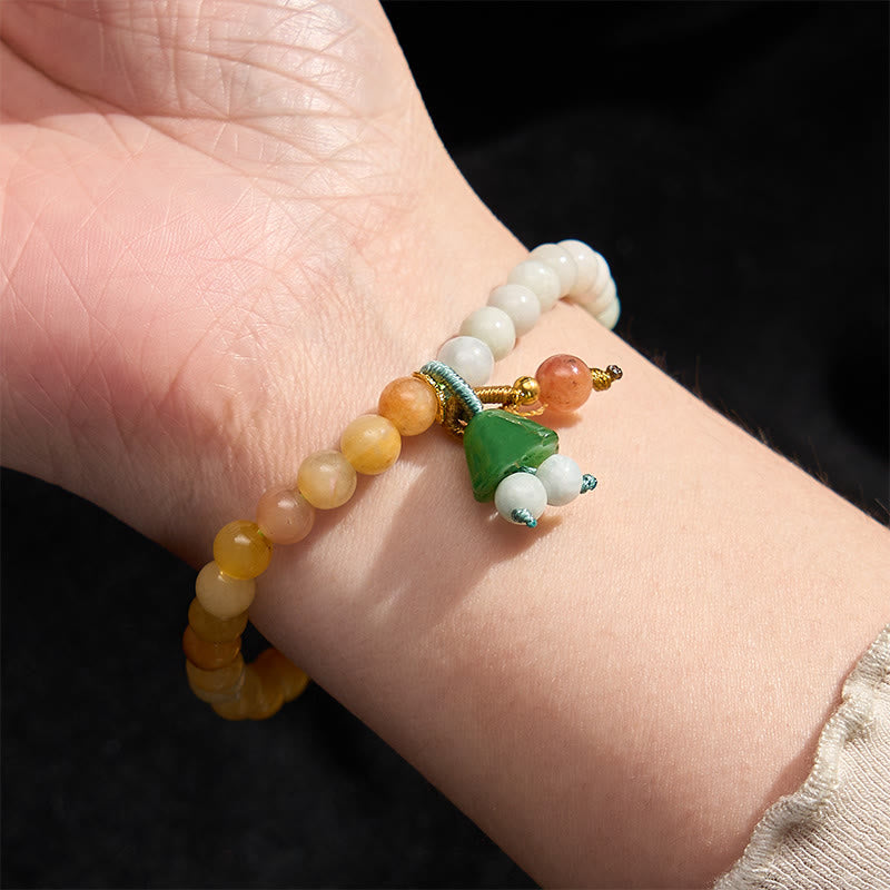 Buddha Stones Bracelet porte-bonheur en quartzite de jade avec boucle de paix et breloque en forme de capsule de lotus - image 5
