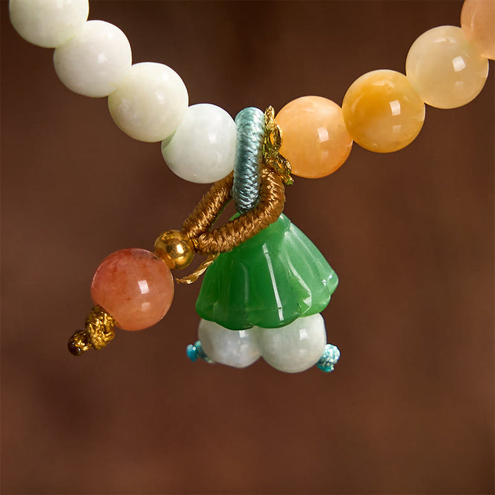 Buddha Stones Bracelet porte-bonheur en quartzite de jade avec boucle de paix et breloque en forme de capsule de lotus - image 6