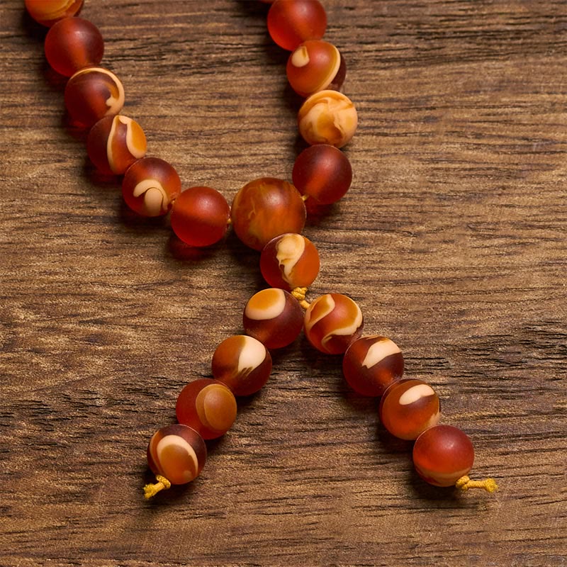 Buddha Stones Mala de 108 perles rondes en ambre tibétain transparent pour apaiser l'anxiété - image 3