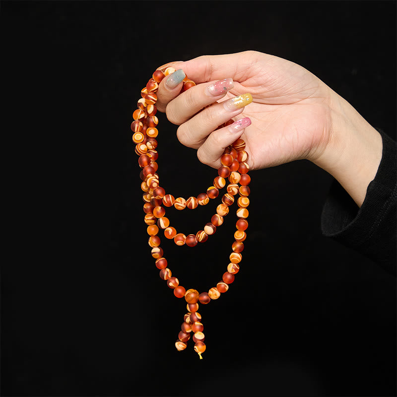 Buddha Stones Mala de 108 perles rondes en ambre tibétain transparent pour apaiser l'anxiété - image 5