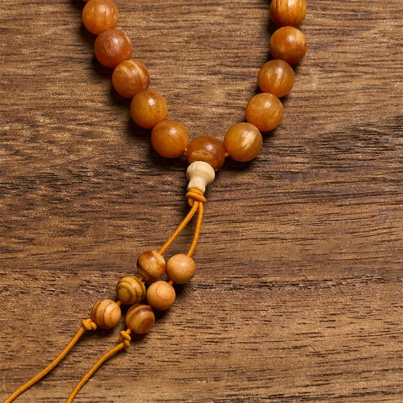 Buddha Stones Mala de 108 perles en bois de pin riche en résine, symbole d'énergie apaisante - image 3