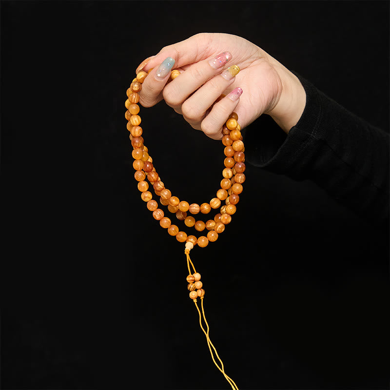 Buddha Stones Mala de 108 perles en bois de pin riche en résine, symbole d'énergie apaisante - image 4