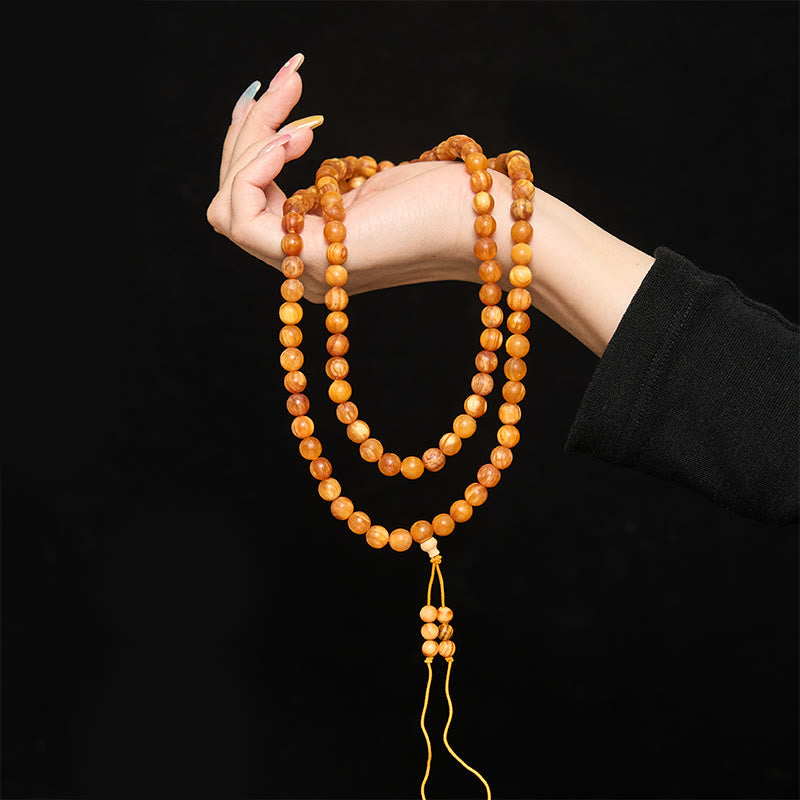 Buddha Stones Mala de 108 perles en bois de pin riche en résine, symbole d'énergie apaisante - image 5