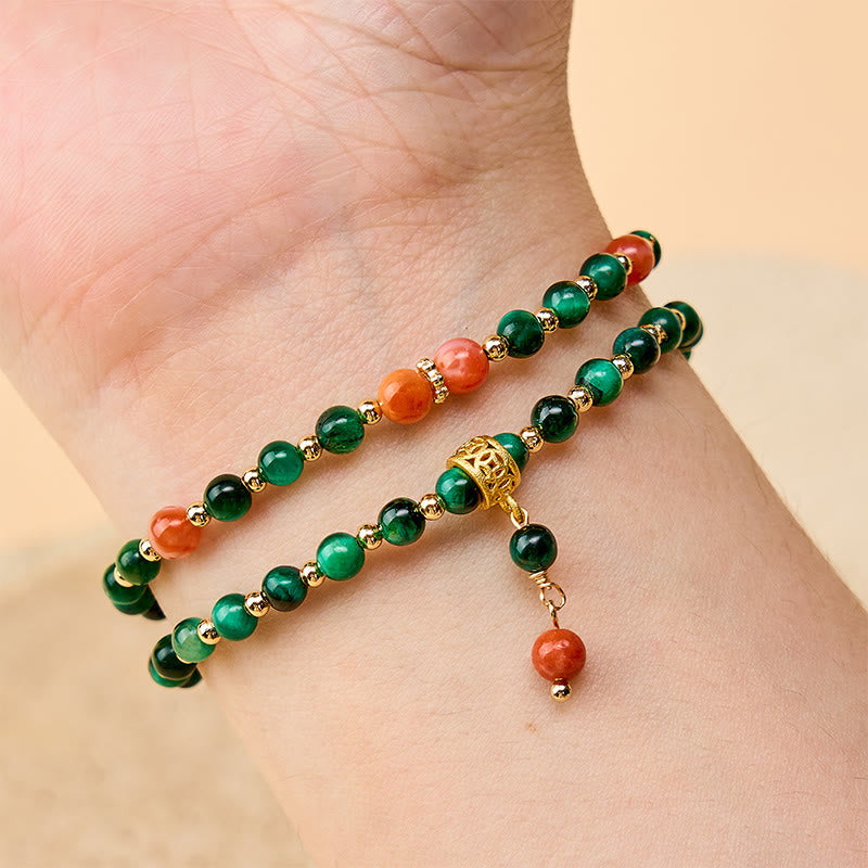 Buddha Stones Bracelet double tour résistant en œil de tigre vert naturel - image 4