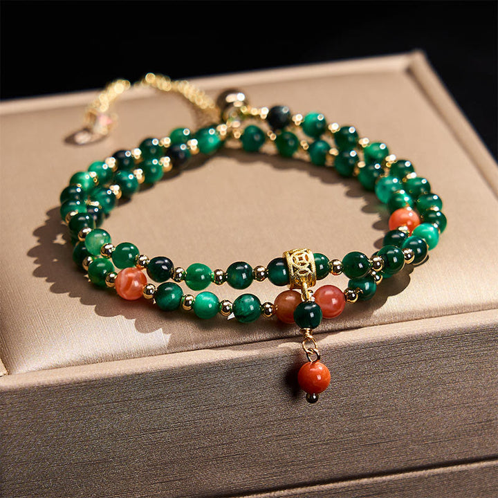 Buddha Stones Bracelet double tour résistant en œil de tigre vert naturel - Œil de tigre vert (Tour de poignet : 14–15 cm) - image 0