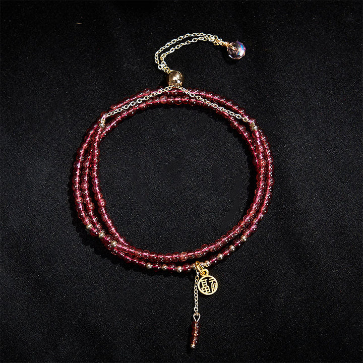 Buddha Stones Bracelet de purification triple tour en grenat naturel de 4 mm avec étoiles - image 2