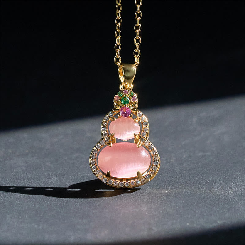 Buddha Stones Pendentif en calcédoine rose en forme de gourde, symbole d'optimisme. - image 7