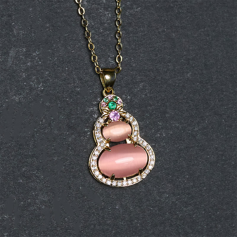 Buddha Stones Pendentif en calcédoine rose en forme de gourde, symbole d'optimisme. - image 11