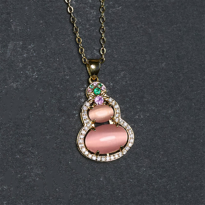 Buddha Stones Pendentif en calcédoine rose en forme de gourde, symbole d'optimisme. - image 11