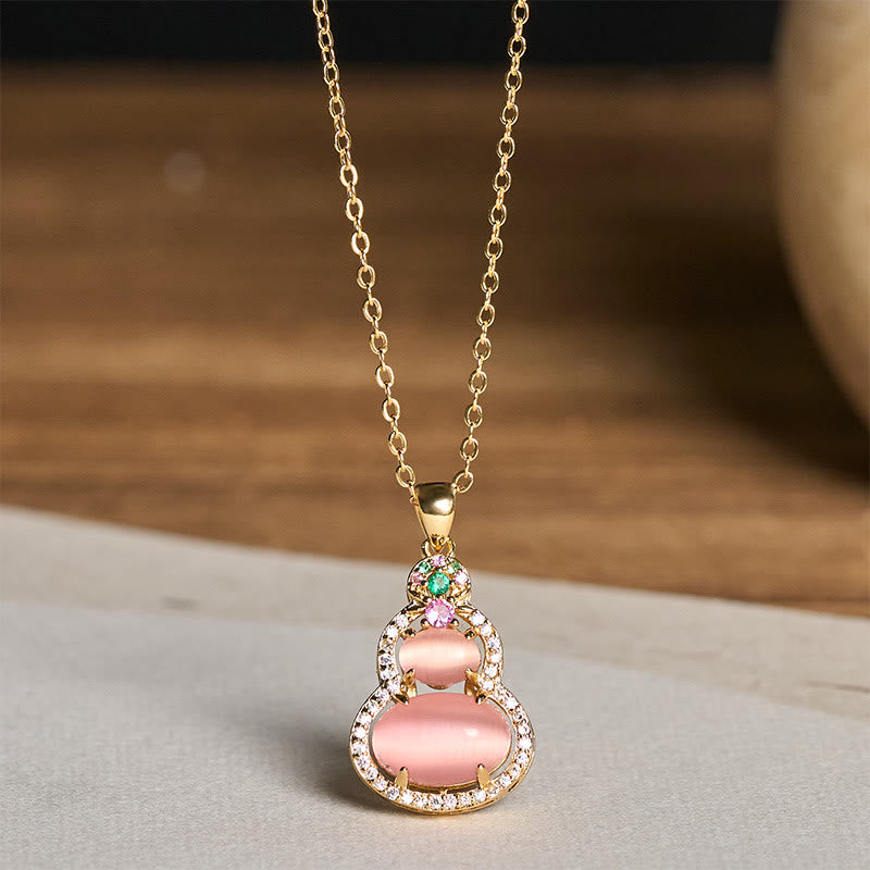 Buddha Stones Pendentif en calcédoine rose en forme de gourde, symbole d'optimisme. - image 9