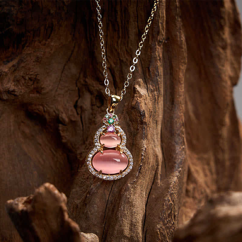 Buddha Stones Pendentif en calcédoine rose en forme de gourde, symbole d'optimisme. - image 8