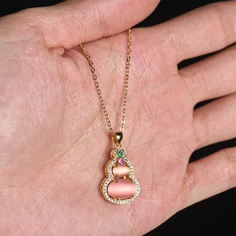 Buddha Stones Pendentif en calcédoine rose en forme de gourde, symbole d'optimisme. - image 12