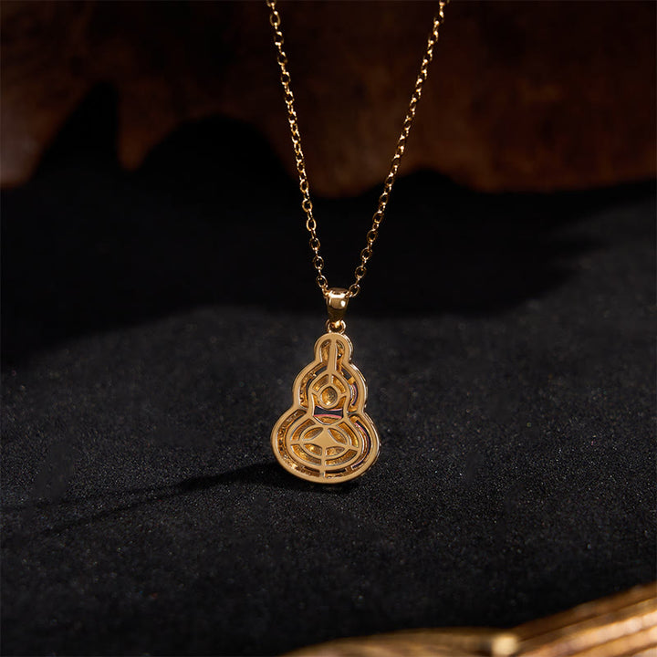 Buddha Stones Pendentif en calcédoine rose en forme de gourde, symbole d'optimisme. - image 3