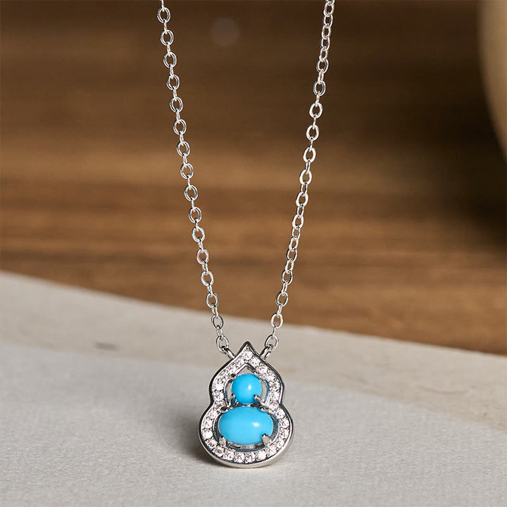 Buddha Stones Collier de sagesse en calebasse turquoise naturelle - image 5