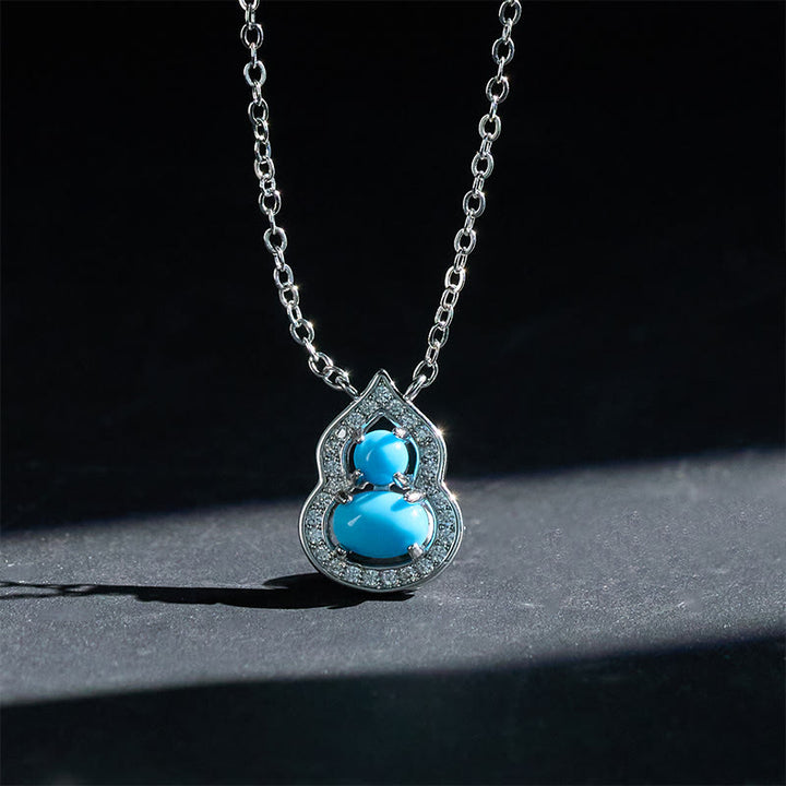 Buddha Stones Collier de sagesse en calebasse turquoise naturelle - image 1