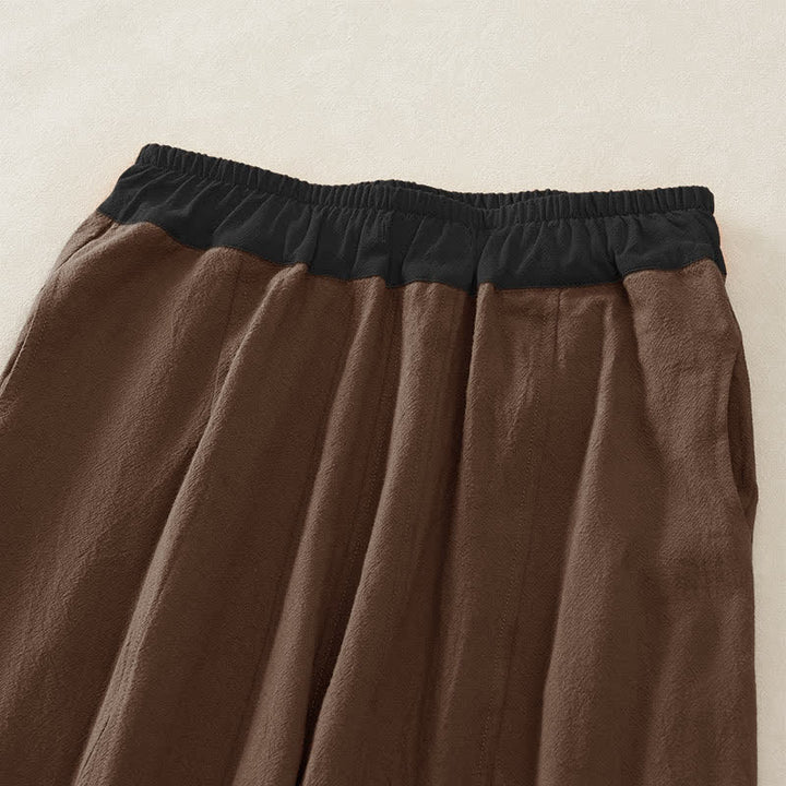 Buddha Stones Pantalon harem décontracté de printemps en coton uni avec cordon de serrage et poches pour femme - image 14