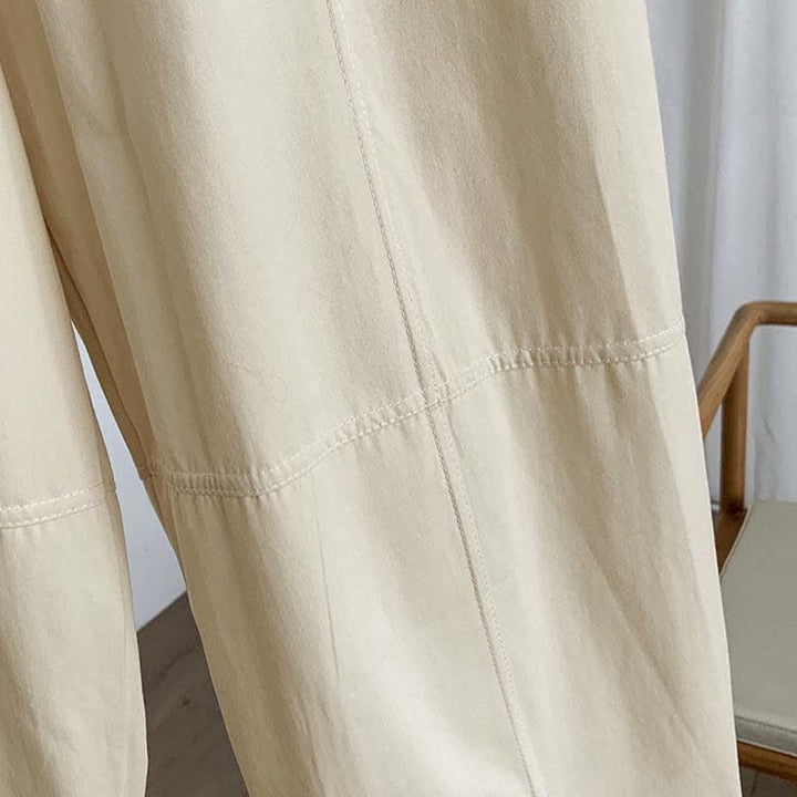 Buddha Stones Pantalon harem uni à boutons pour femme, style décontracté d'été, avec poches - image 10