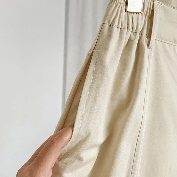 Buddha Stones Pantalon harem uni à boutons pour femme, style décontracté d'été, avec poches - image 11