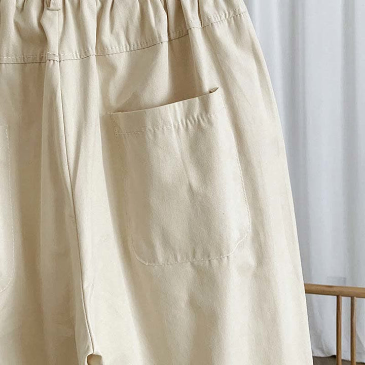 Buddha Stones Pantalon harem uni à boutons pour femme, style décontracté d'été, avec poches - image 12