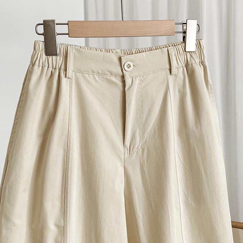 Buddha Stones Pantalon harem uni à boutons pour femme, style décontracté d'été, avec poches - image 7