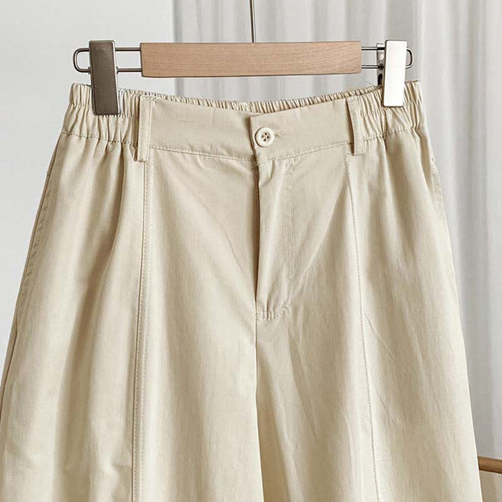Buddha Stones Pantalon harem uni à boutons pour femme, style décontracté d'été, avec poches - image 7