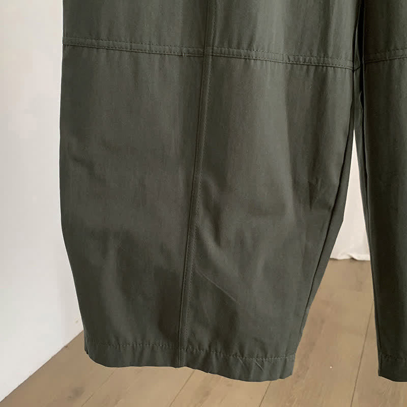 Buddha Stones Pantalon harem uni à boutons pour femme, style décontracté d'été, avec poches - image 3