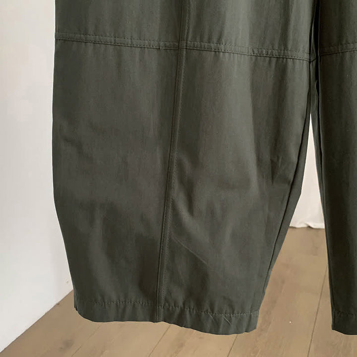 Buddha Stones Pantalon harem uni à boutons pour femme, style décontracté d'été, avec poches - image 3