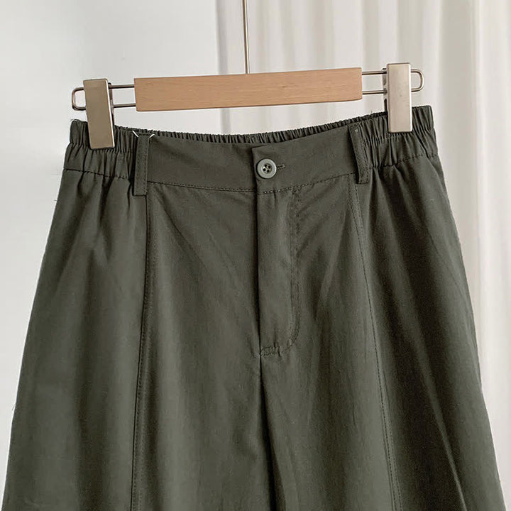 Buddha Stones Pantalon harem uni à boutons pour femme, style décontracté d'été, avec poches - image 2