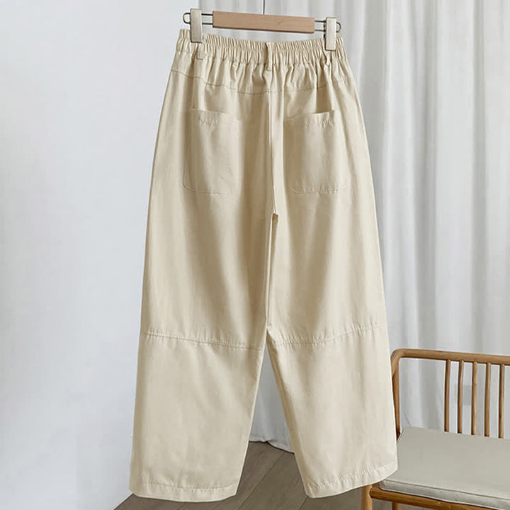 Buddha Stones Pantalon harem uni à boutons pour femme, style décontracté d'été, avec poches - image 6