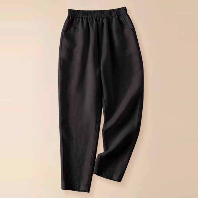 Buddha Stones Pantalon fuselé uni décontracté d'été pour femme avec poches - Noir - US8-10，UK/AU12-14，EU40-42 (2XL) - image 27
