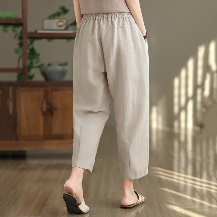Buddha Stones Pantalon fuselé uni décontracté d'été pour femme avec poches - image 14