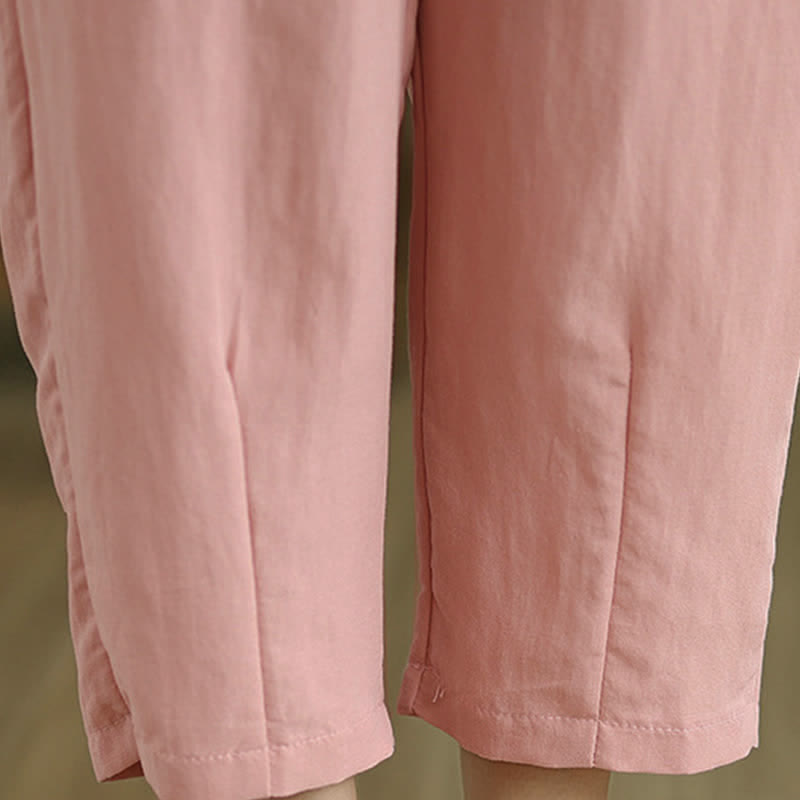 Buddha Stones Pantalon fuselé uni décontracté d'été pour femme avec poches - image 22