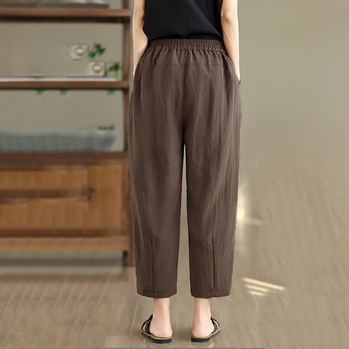 Buddha Stones Pantalon fuselé uni décontracté d'été pour femme avec poches - image 4