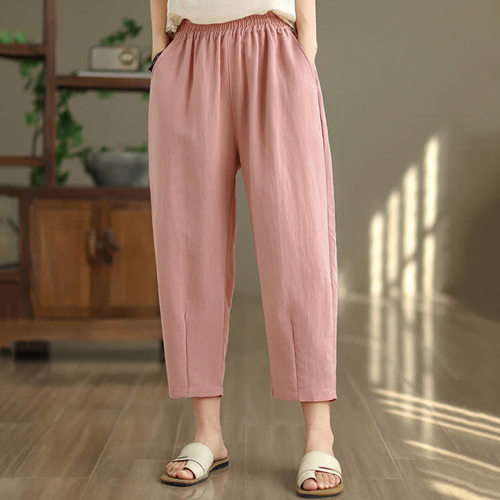 Buddha Stones Pantalon fuselé uni décontracté d'été pour femme avec poches - Rose clair - US8-10，UK/AU12-14，EU40-42 (2XL) - image 16