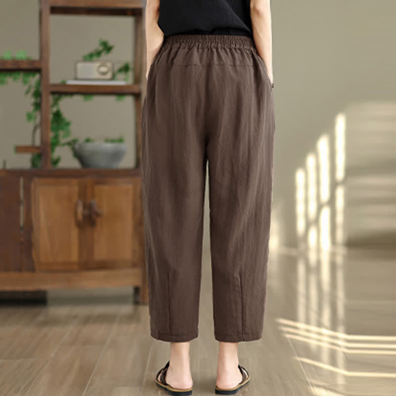 Buddha Stones Pantalon fuselé uni décontracté d'été pour femme avec poches - image 2