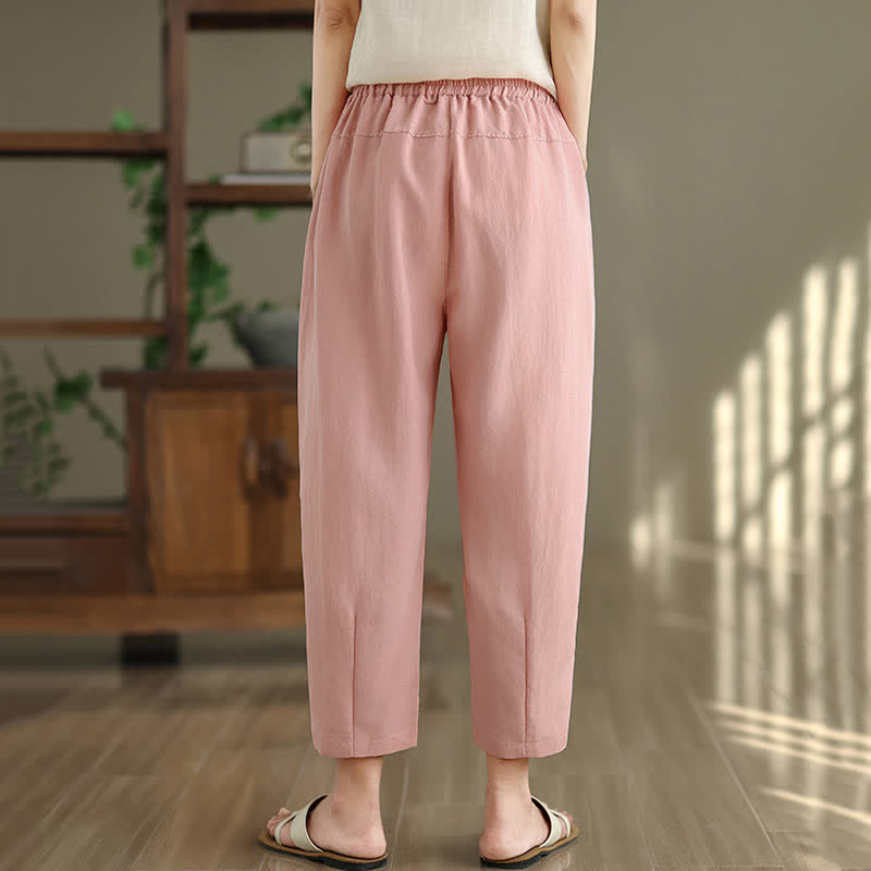 Buddha Stones Pantalon fuselé uni décontracté d'été pour femme avec poches - image 17