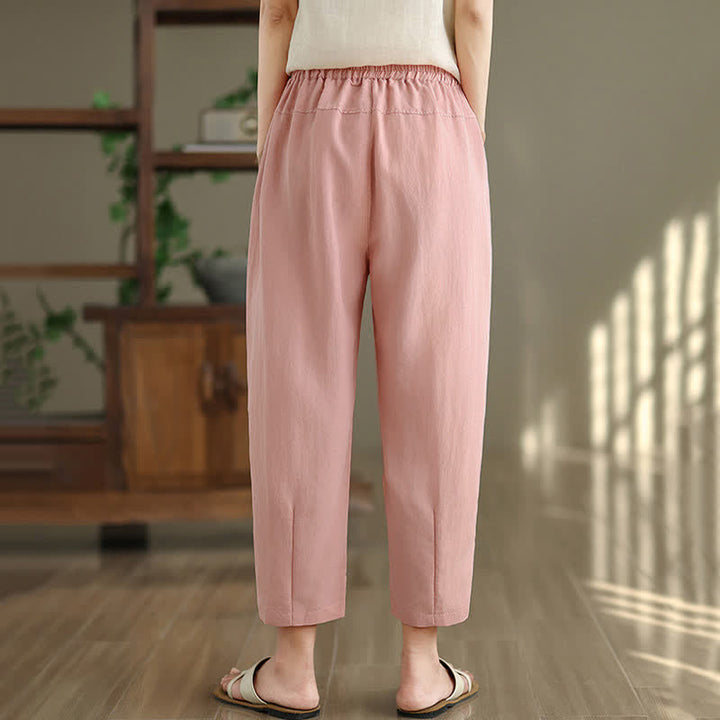 Buddha Stones Pantalon fuselé uni décontracté d'été pour femme avec poches - image 17