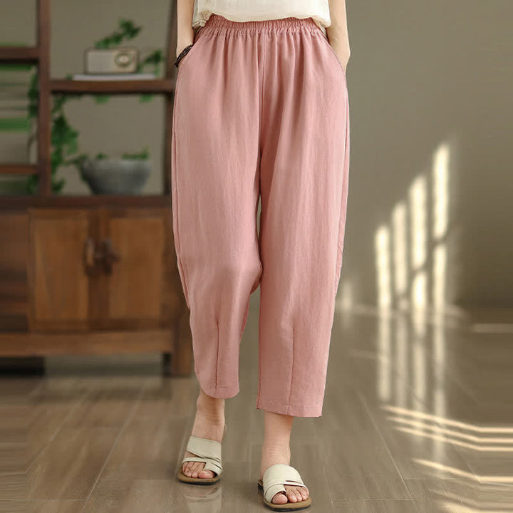 Buddha Stones Pantalon fuselé uni décontracté d'été pour femme avec poches - image 18