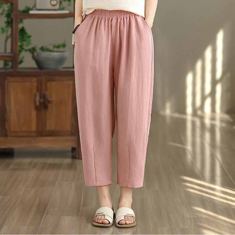 Buddha Stones Pantalon fuselé uni décontracté d'été pour femme avec poches - image 20