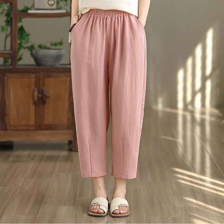Buddha Stones Pantalon fuselé uni décontracté d'été pour femme avec poches - image 20