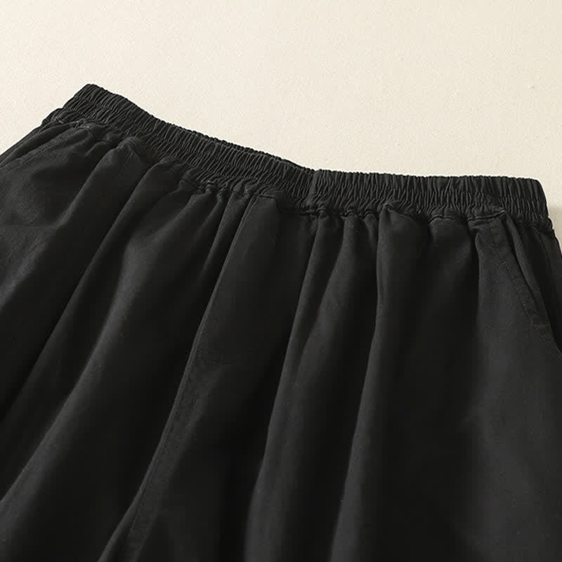 Buddha Stones Pantalon d'été décontracté pour femme, taille élastique, coupe fuselée, avec poches - image 8