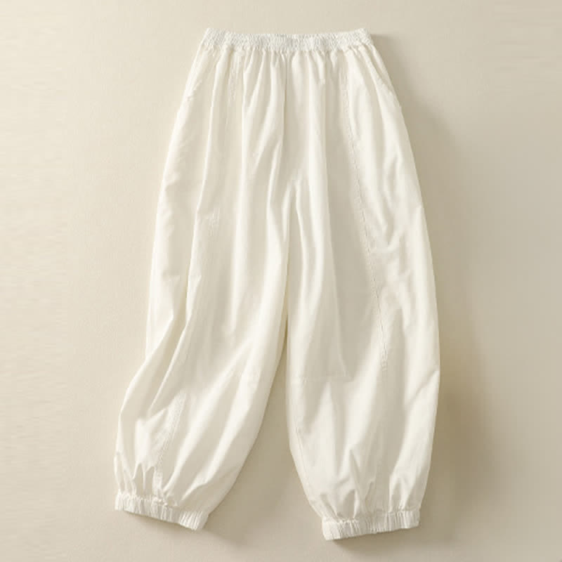 Buddha Stones Pantalon d'été décontracté pour femme, taille élastique, coupe fuselée, avec poches - WhiteSmoke - US8-10，UK/AU12-14，EU40-42 (2XL) - image 10