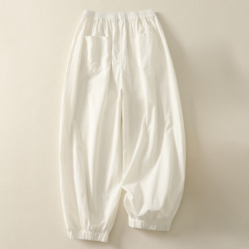 Buddha Stones Pantalon d'été décontracté pour femme, taille élastique, coupe fuselée, avec poches - image 11