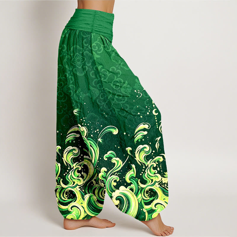 Buddha Stones Pantalon harem femme en pur coton à motif vagues dégradées et taille élastique - image 6