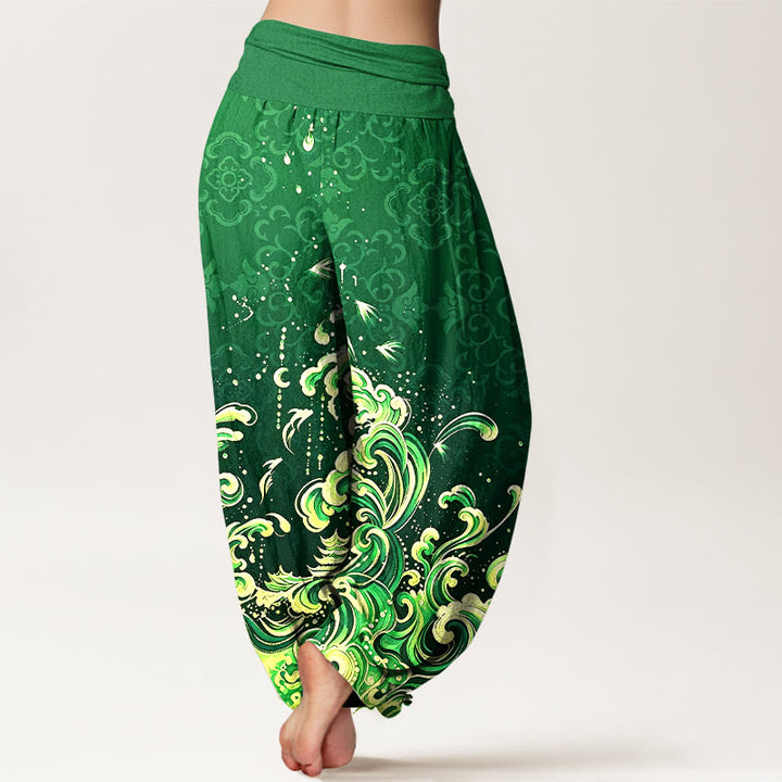 Buddha Stones Pantalon harem femme en pur coton à motif vagues dégradées et taille élastique - image 7